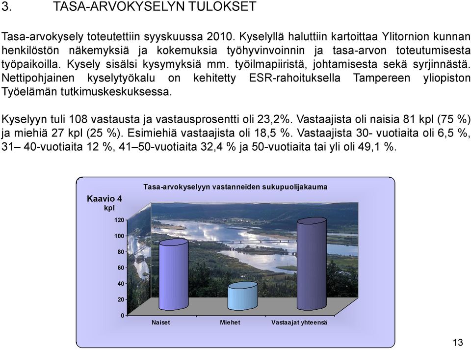 työilmapiiristä, johtamisesta sekä syrjinnästä. Nettipohjainen kyselytyökalu on kehitetty ESR-rahoituksella Tampereen yliopiston Työelämän tutkimuskeskuksessa.