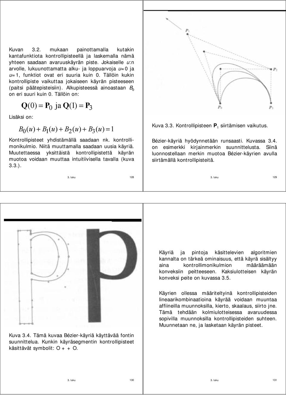 Alkupisteessä ainastaan 0 n eri suuri kuin 0. Tällöin n: Q ( 0) = P = P Lisäksi n: 0 ja Q(1) 0 + 1 + ( u) + = 1 Kntrllipisteet yhdistämällä saadaan nk. kntrllimnikulmi.