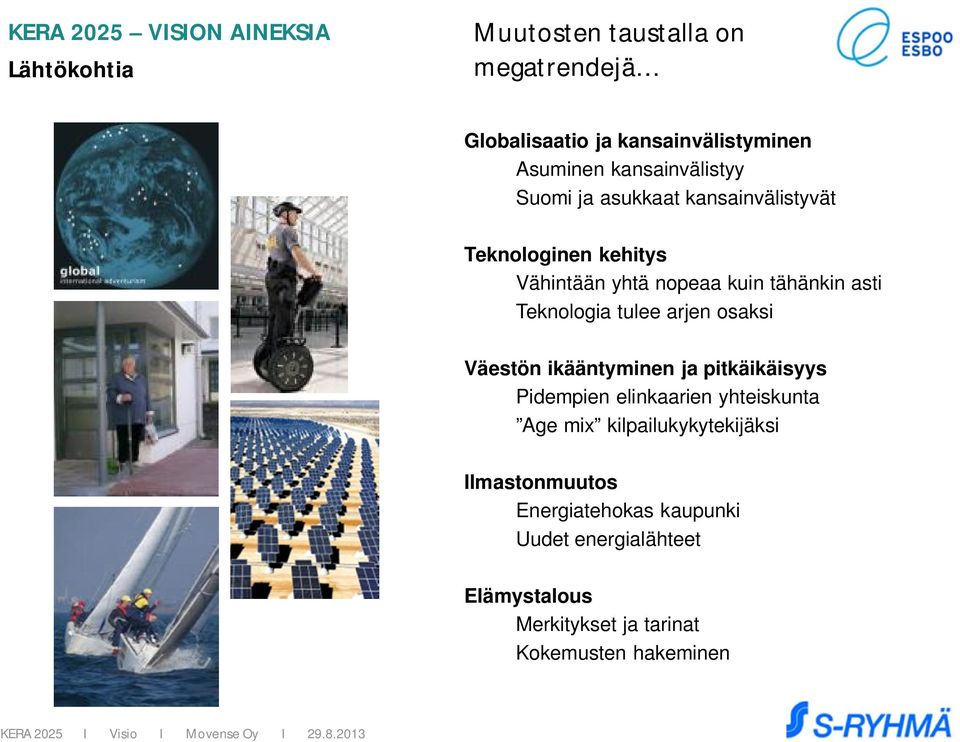 Teknologia tulee arjen osaksi Väestön ikääntyminen ja pitkäikäisyys Pidempien elinkaarien yhteiskunta Age mix