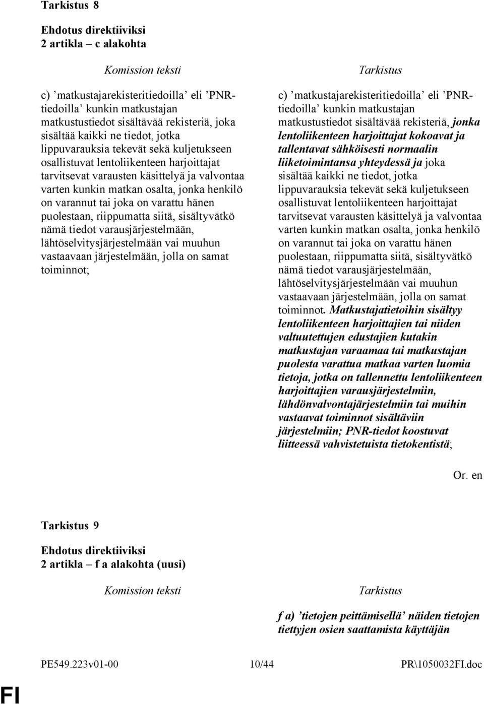 riippumatta siitä, sisältyvätkö nämä tiedot varausjärjestelmään, lähtöselvitysjärjestelmään vai muuhun vastaavaan järjestelmään, jolla on samat toiminnot; c) matkustajarekisteritiedoilla eli