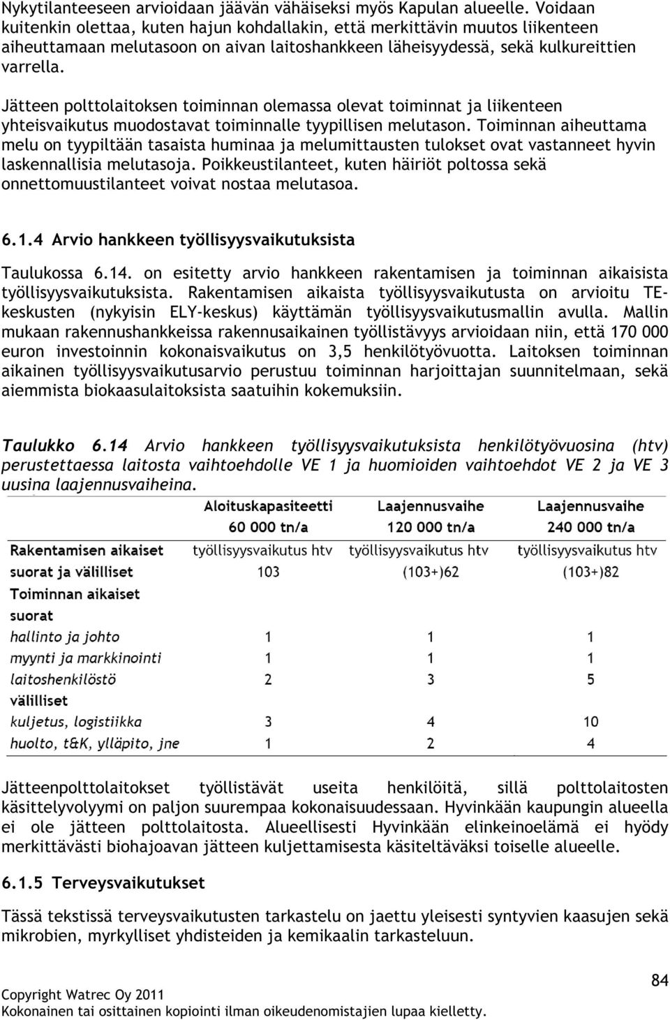 Jätteen polttolaitoksen toiminnan olemassa olevat toiminnat ja liikenteen yhteisvaikutus muodostavat toiminnalle tyypillisen melutason.