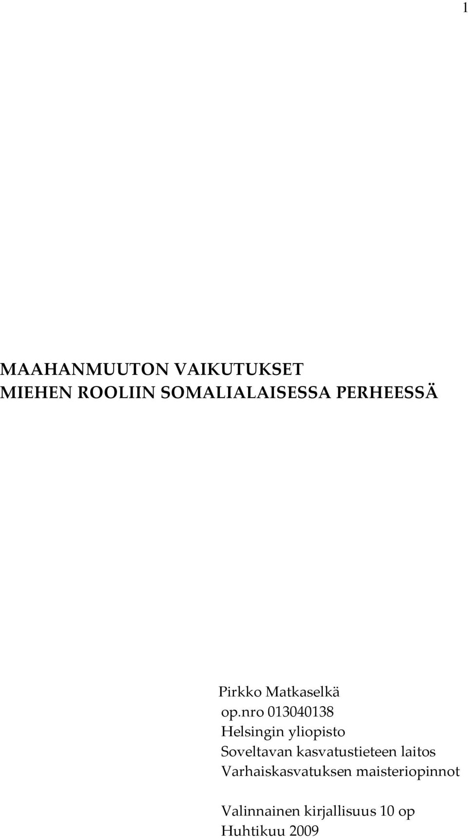 nro 013040138 Helsingin yliopisto Soveltavan