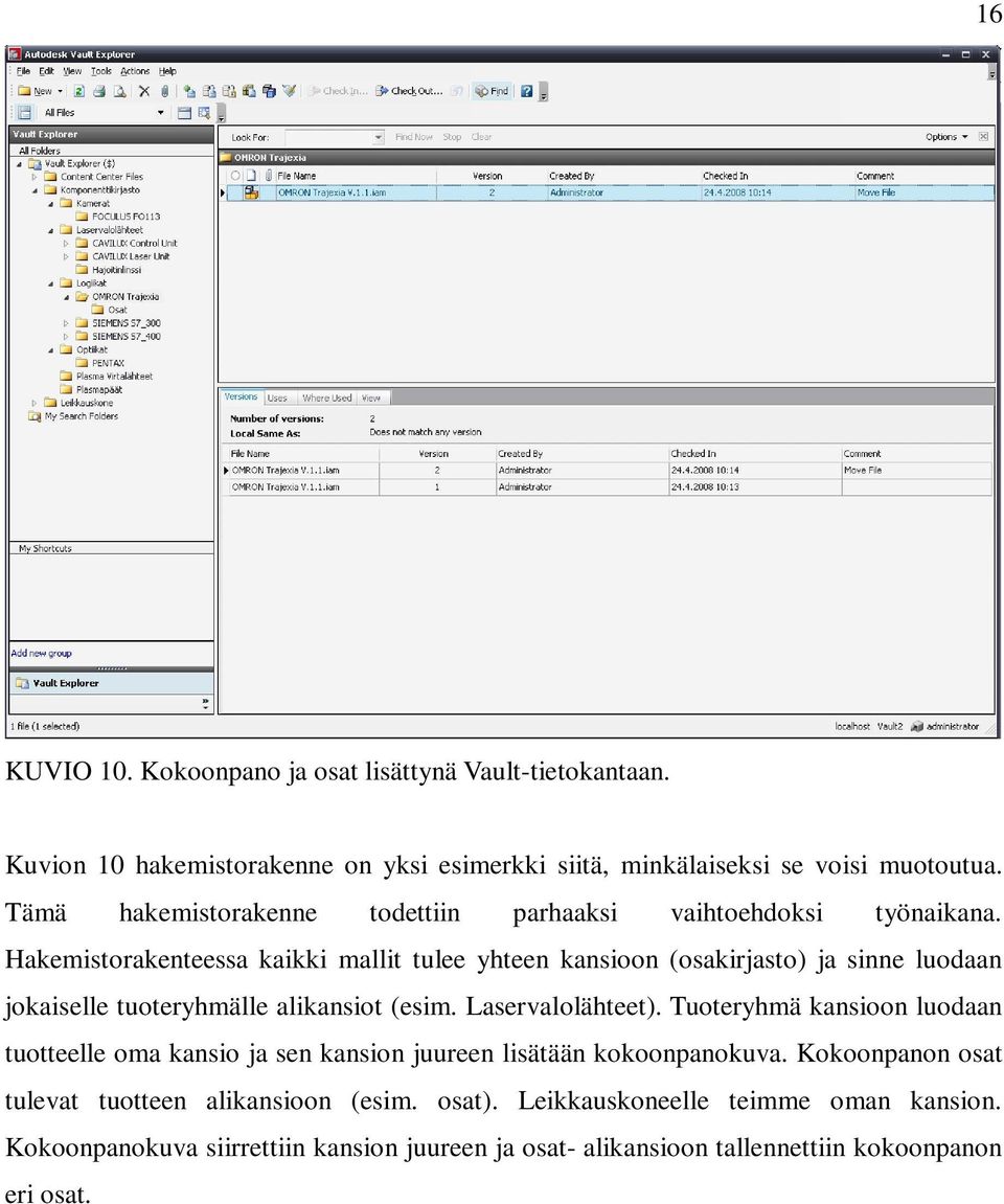 Hakemistorakenteessa kaikki mallit tulee yhteen kansioon (osakirjasto) ja sinne luodaan jokaiselle tuoteryhmälle alikansiot (esim. Laservalolähteet).