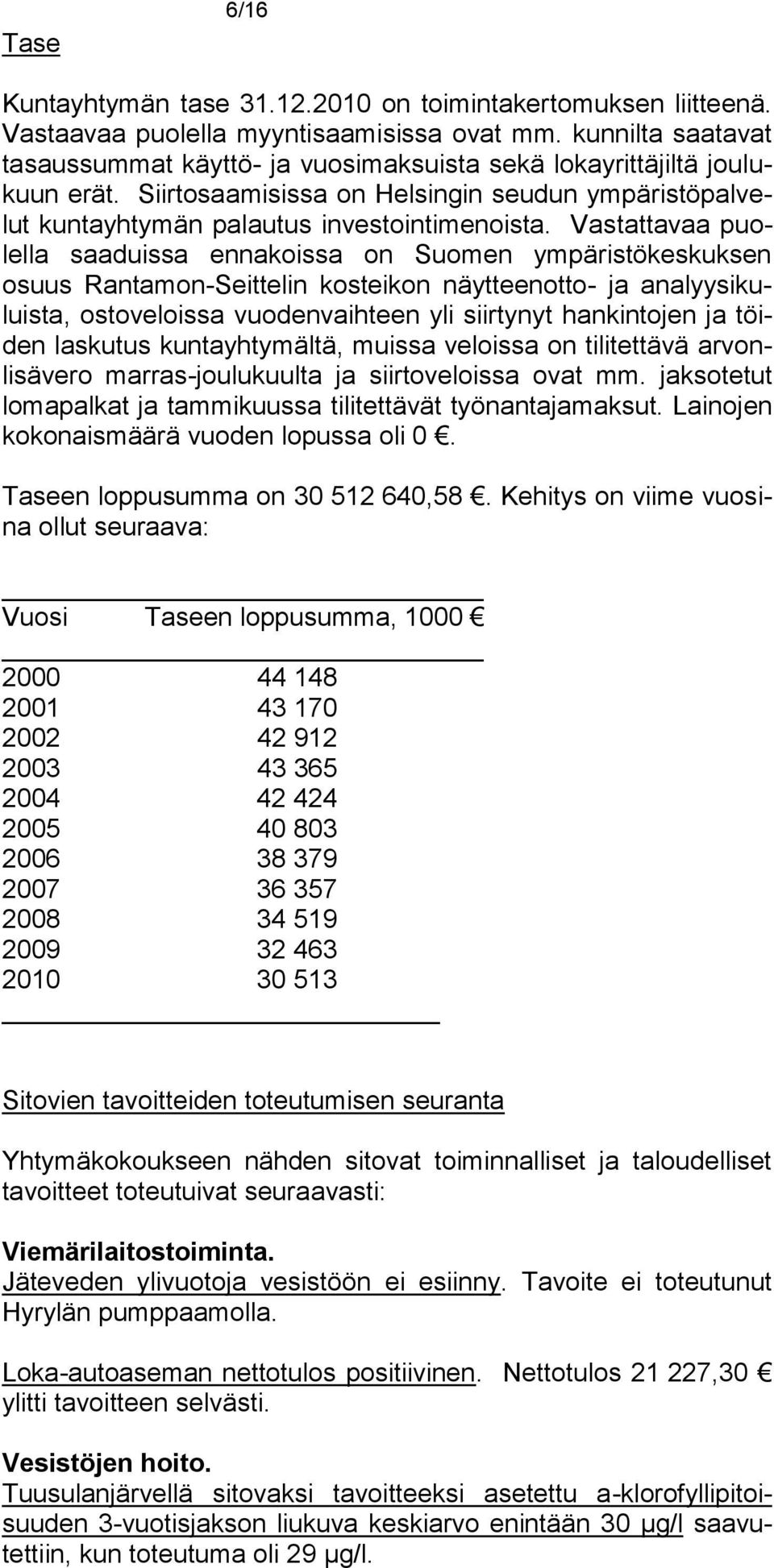 Vastattavaa puolella saaduissa ennakoissa on Suomen ympäristökeskuksen osuus Rantamon-Seittelin kosteikon näytteenotto- ja analyysikuluista, ostoveloissa vuodenvaihteen yli siirtynyt hankintojen ja