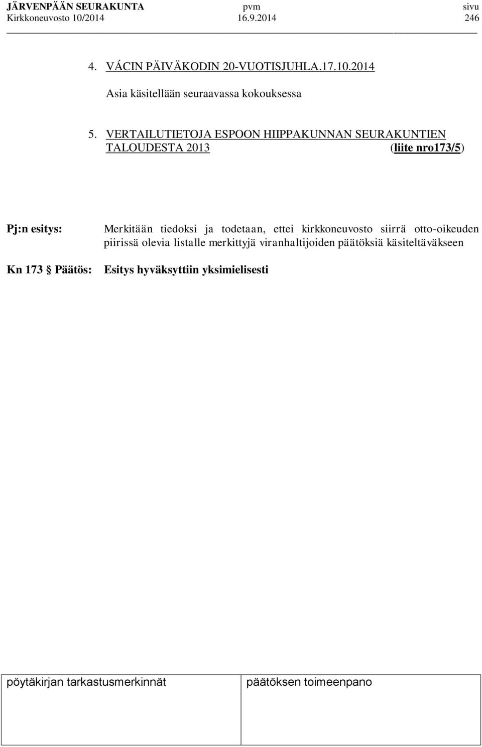 Päätös: Merkitään tiedoksi ja todetaan, ettei kirkkoneuvosto siirrä otto-oikeuden piirissä olevia listalle