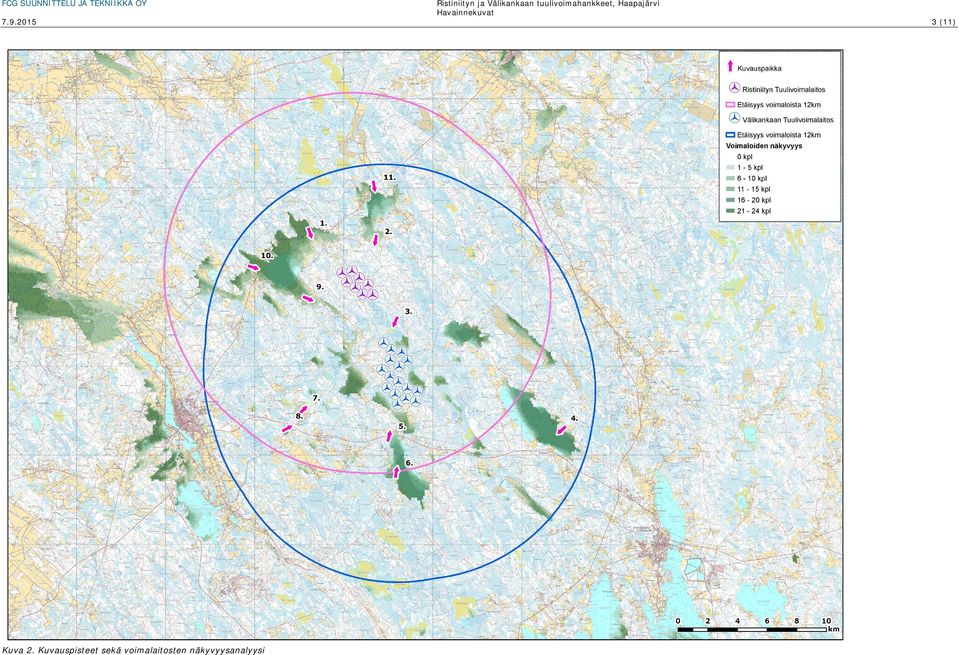 Kuvauspisteet sekä voimalaitosten