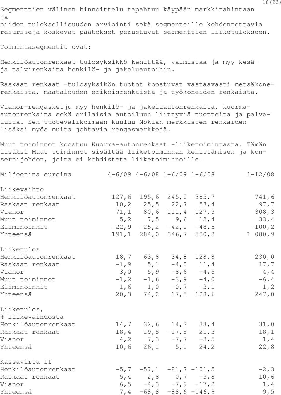 Raskaat renkaat -tulosyksikön tuotot koostuvat vastaavasti metsäkonerenkaista, maatalouden erikoisrenkaista ja työkoneiden renkaista.