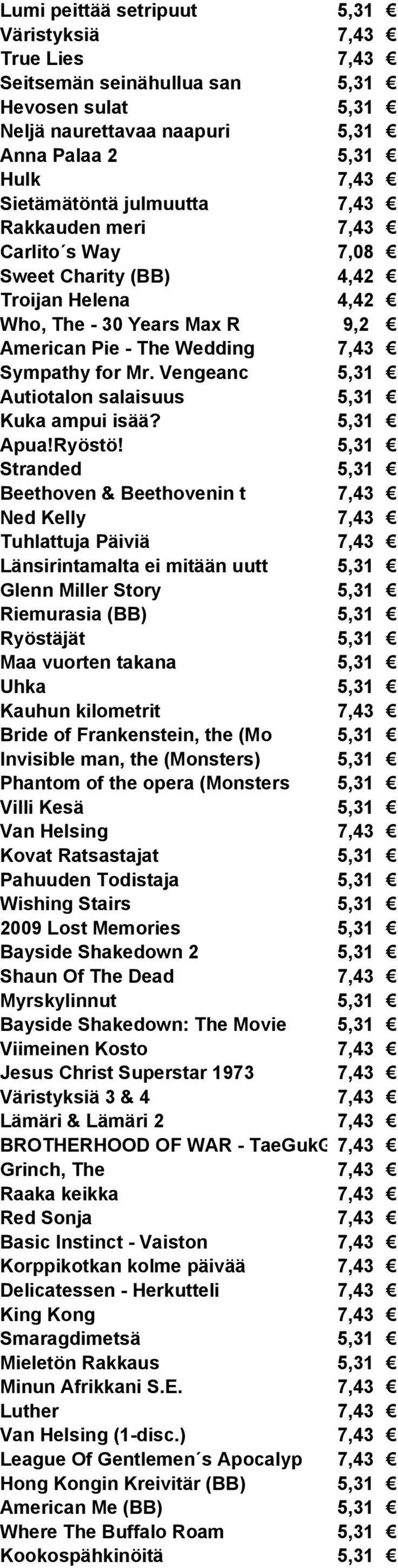 Vengeanc 5,31 Autiotalon salaisuus 5,31 Kuka ampui isää? 5,31 Apua!Ryöstö!