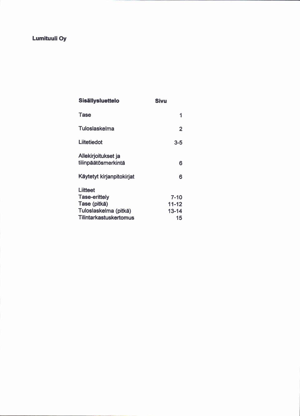 kirja n pitoki rjat Liitteet Tase-erittely Tase (pitkd)