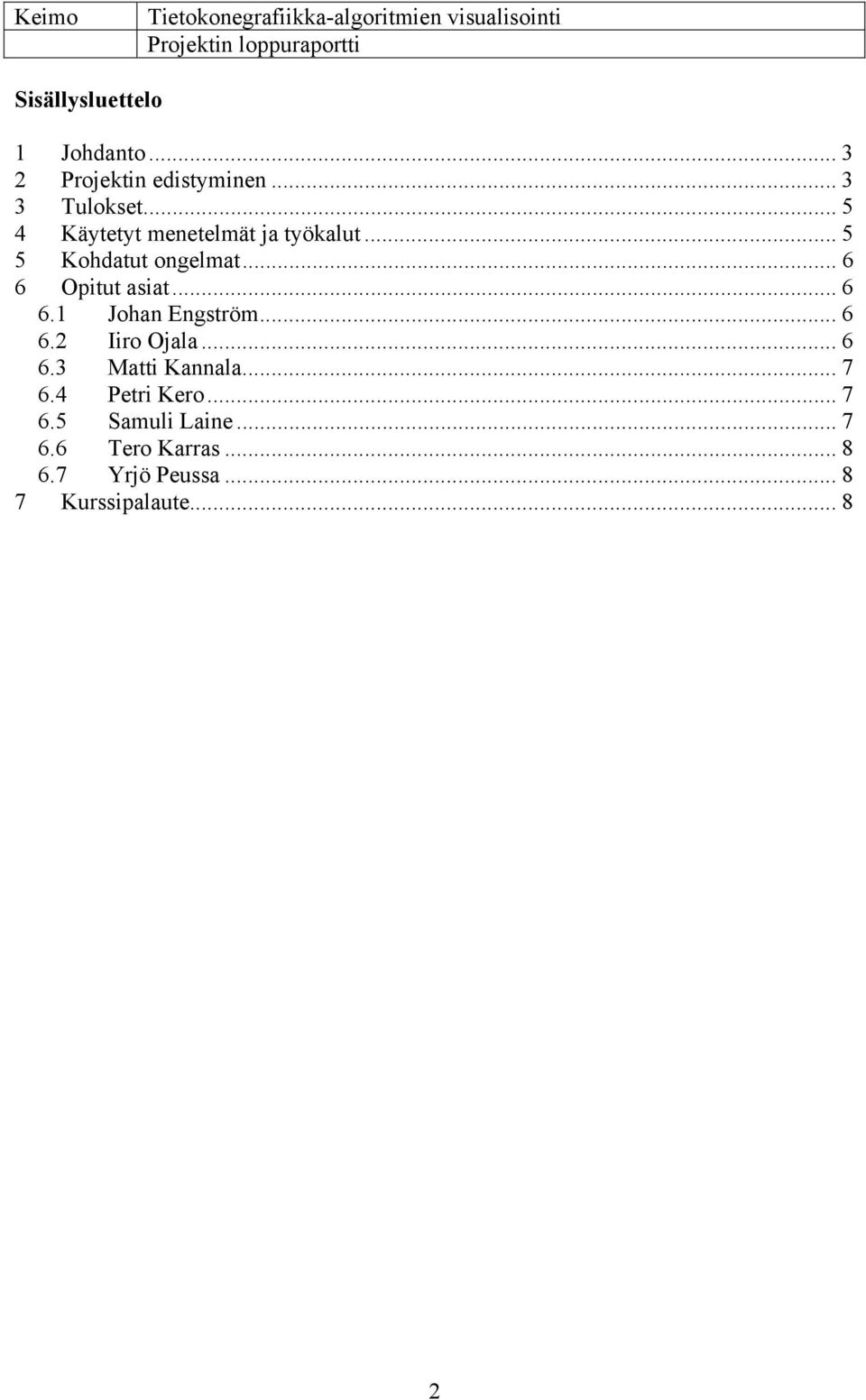 ..6 6.1 Johan Engström... 6 6.2 Iiro Ojala... 6 6.3 Matti Kannala... 7 6.
