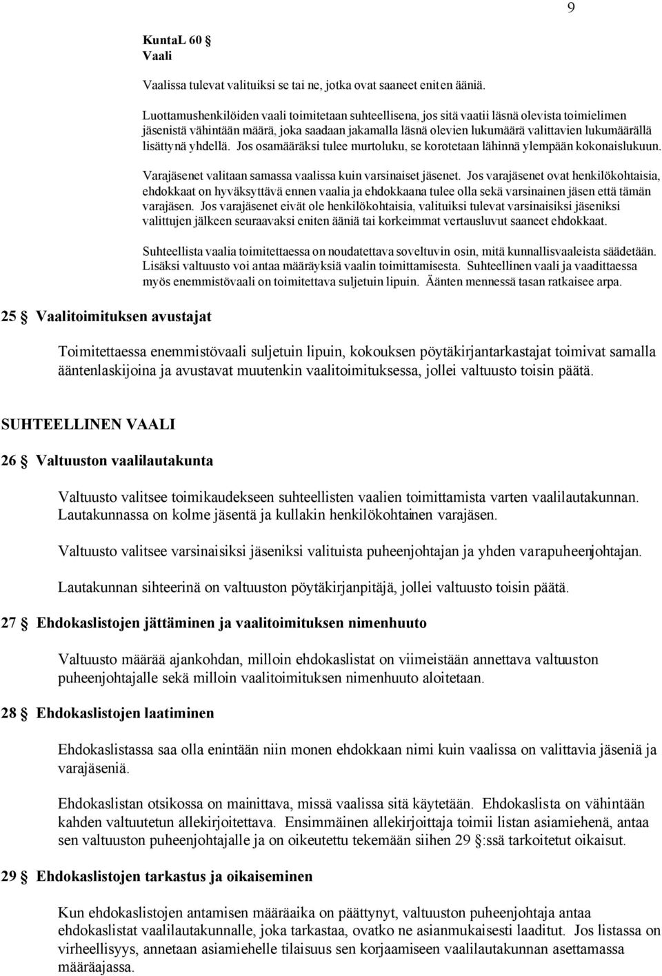 lisättynä yhdellä. Jos osamääräksi tulee murtoluku, se korotetaan lähinnä ylempään kokonaislukuun. Varajäsenet valitaan samassa vaalissa kuin varsinaiset jäsenet.