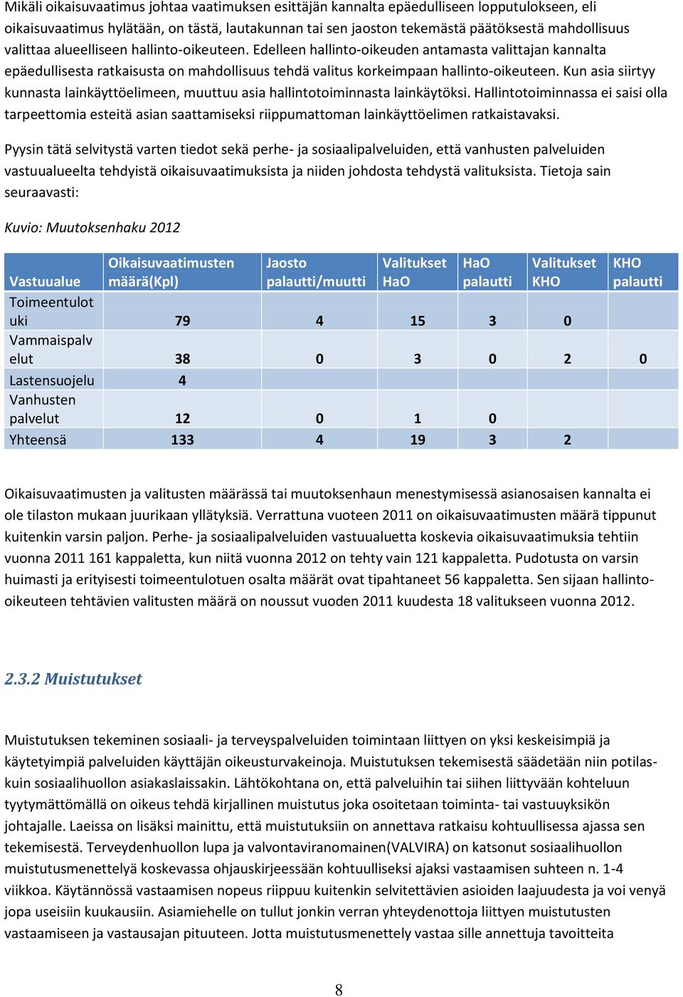 Kun asia siirtyy kunnasta lainkäyttöelimeen, muuttuu asia hallintotoiminnasta lainkäytöksi.