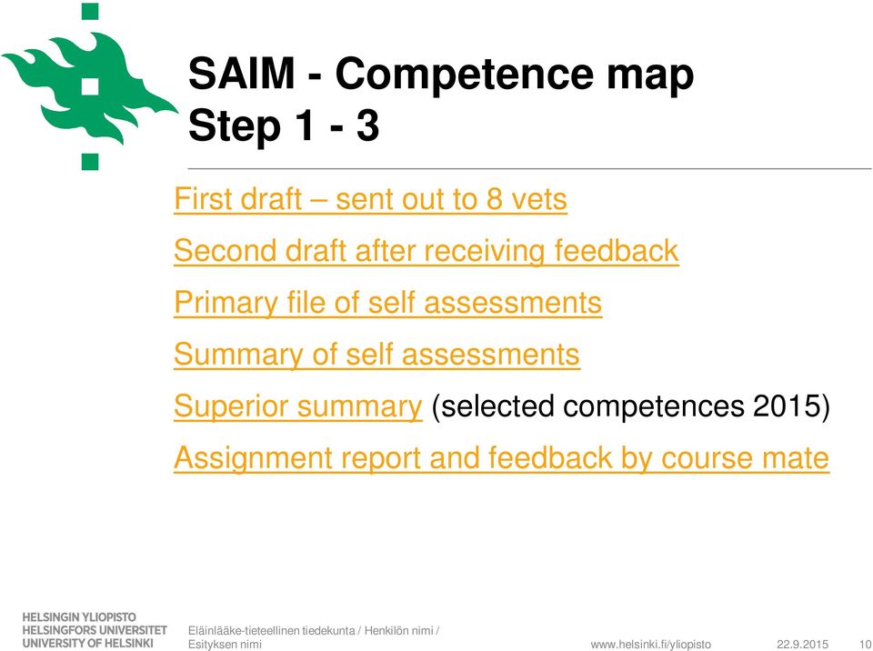assessments Summary of self assessments Superior summary