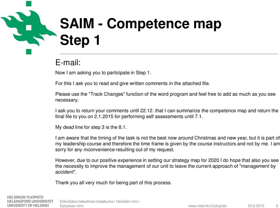 that I can summarize the competence map and return the final file to you on 2.1.