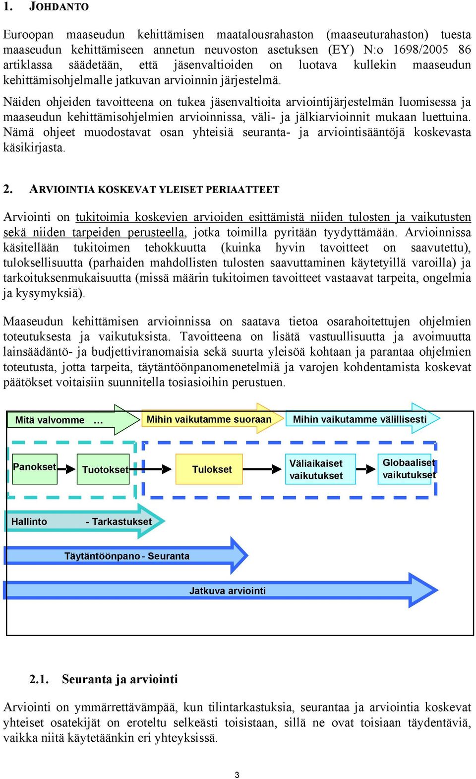 Näiden ohjeiden tavoitteena on tukea jäsenvaltioita arviointijärjestelmän luomisessa ja maaseudun kehittämisohjelmien arvioinnissa, väli- ja jälkiarvioinnit mukaan luettuina.