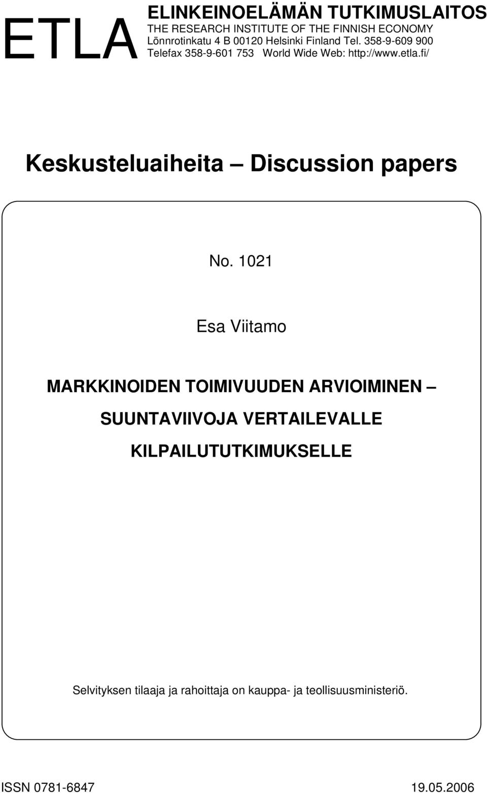 fi/ Keskusteluaiheita Discussion papers No.