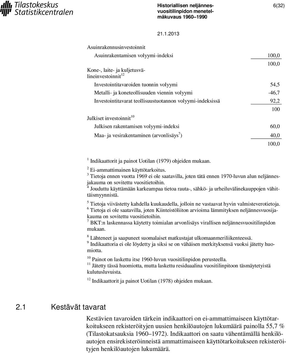 100 100,0 1 Indikaattorit ja painot Uotilan (1979) ohjeiden mukaan. 2 Ei-ammattimainen käyttötarkoitus.