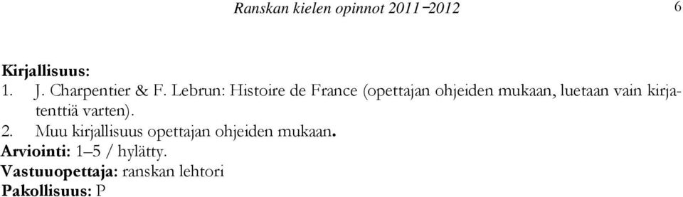 Lebrun: Histoire de France (opettajan ohjeiden