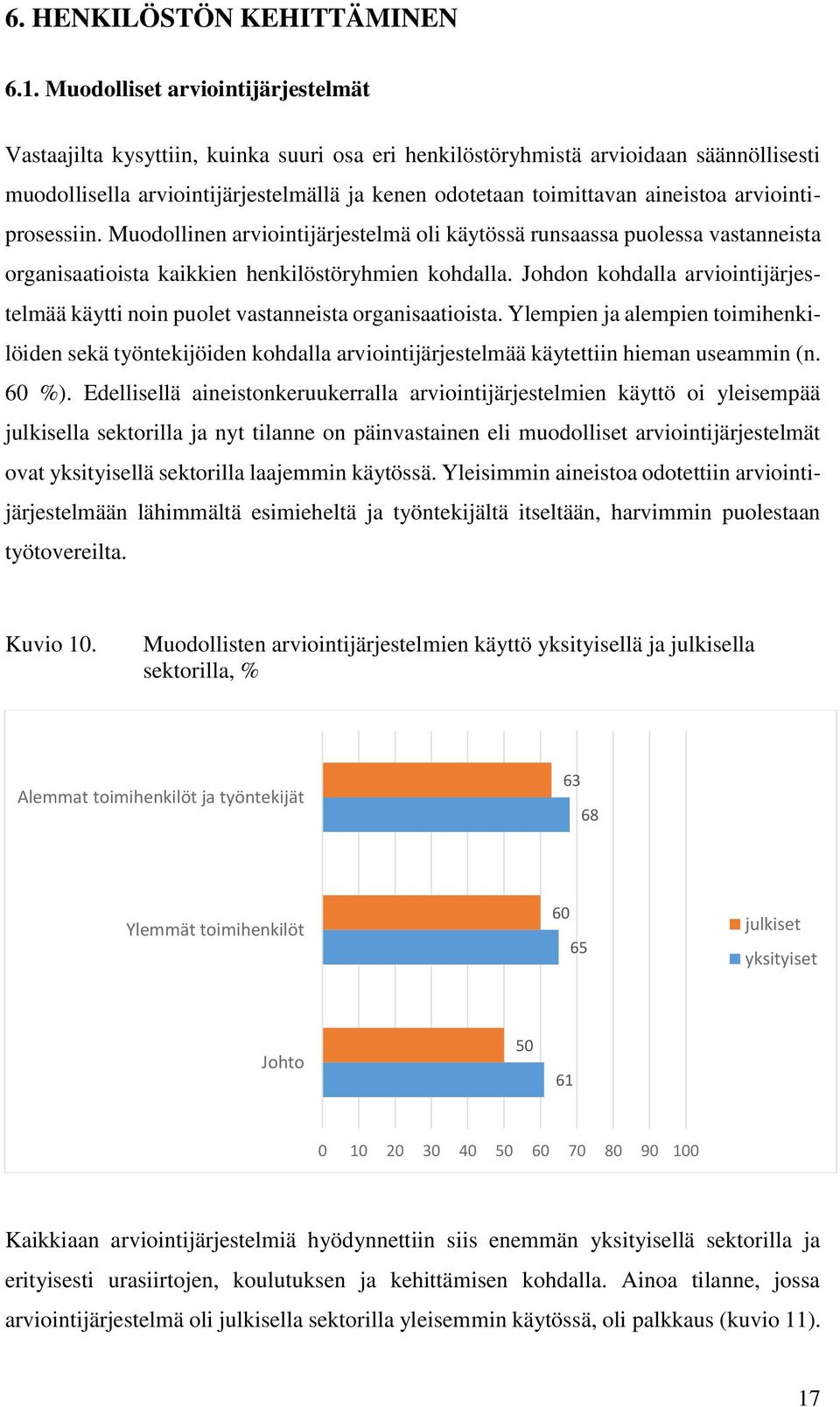 aineistoa arviointiprosessiin. Muodollinen arviointijärjestelmä oli käytössä runsaassa puolessa vastanneista organisaatioista kaikkien henkilöstöryhmien kohdalla.