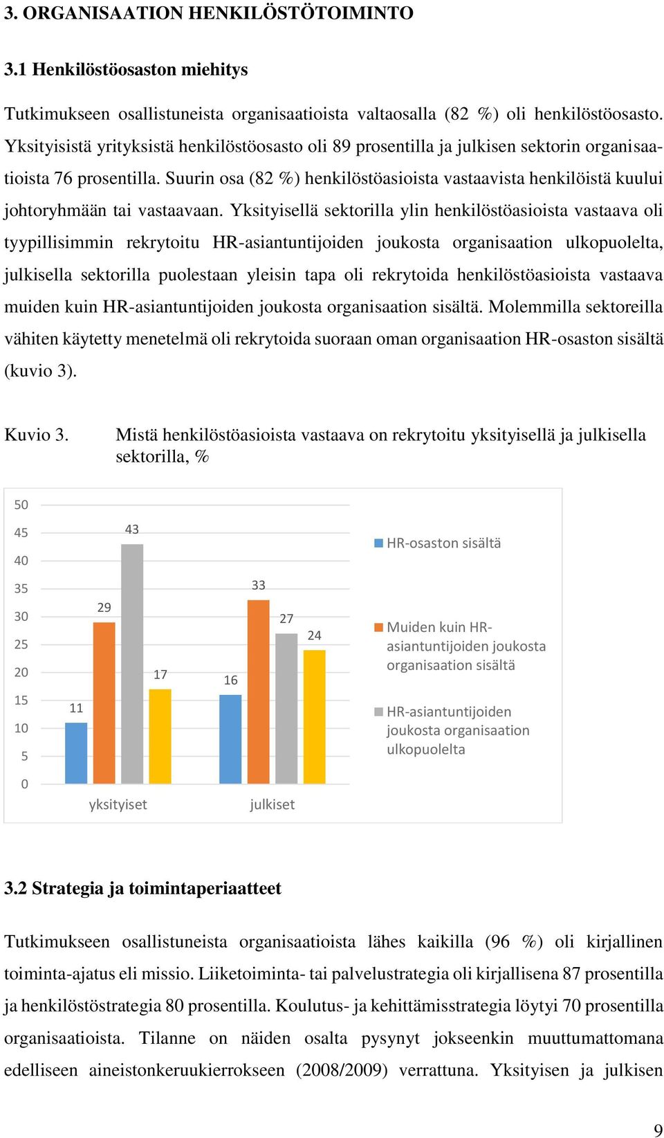 Suurin osa (82 %) henkilöstöasioista vastaavista henkilöistä kuului johtoryhmään tai vastaavaan.