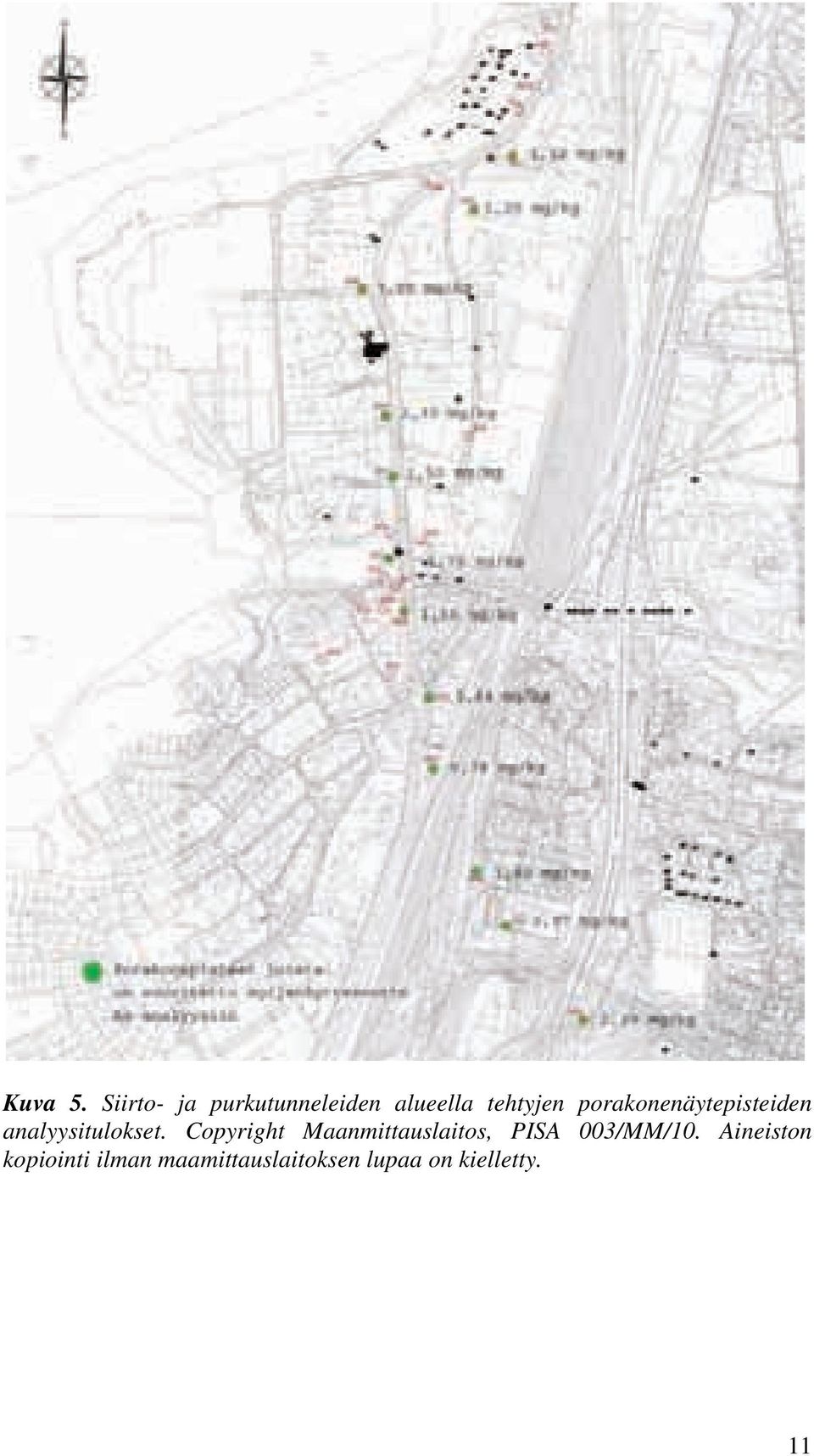 porakonenäytepisteiden analyysitulokset.