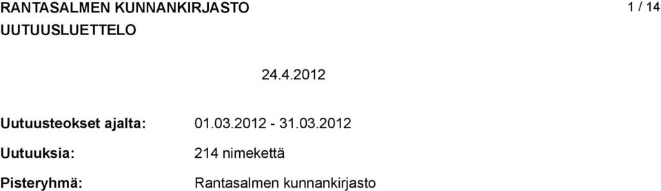 24.4.202 Uutuusteokset ajalta: