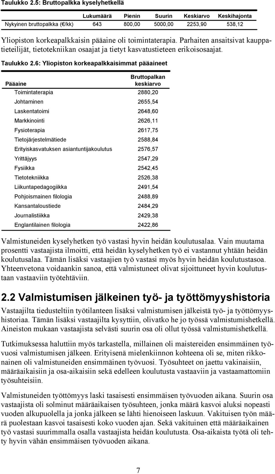 Parhaiten ansaitsivat kauppatieteilijät, tietotekniikan osaajat ja tietyt kasvatustieteen erikoisosaajat.
