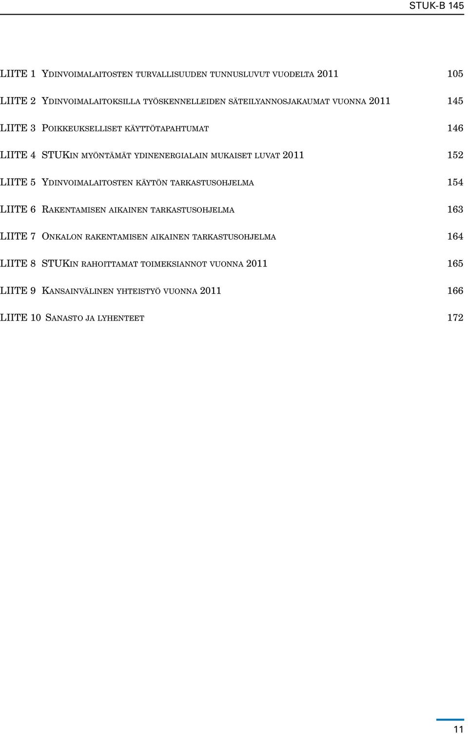 152 LIITE 5 Ydinvoimalaitosten käytön tarkastusohjelma 154 LIITE 6 Rakentamisen aikainen tarkastusohjelma 163 LIITE 7 Onkalon rakentamisen