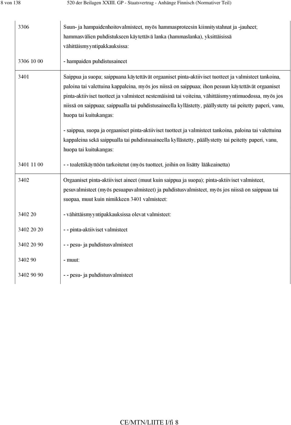 (hammaslanka), yksittäisissä vähittäismyyntipakkauksissa: 3306 10 00 - hampaiden puhdistusaineet 3401 Saippua ja suopa; saippuana käytettävät orgaaniset pinta-aktiiviset tuotteet ja valmisteet