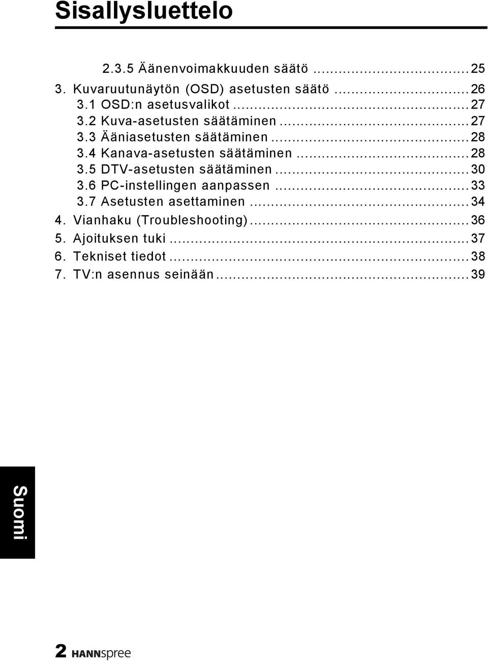 4 Kanava-asetusten säätäminen...28 3.5 DTV-asetusten säätäminen...30 3.6 PC-instellingen aanpassen...33 3.