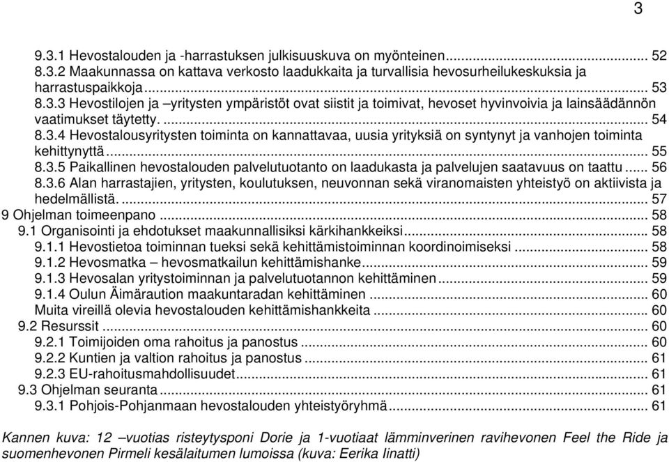 .. 56 8.3.6 Alan harrastajien, yritysten, koulutuksen, neuvonnan sekä viranomaisten yhteistyö on aktiivista ja hedelmällistä.... 57 9 Ohjelman toimeenpano... 58 9.