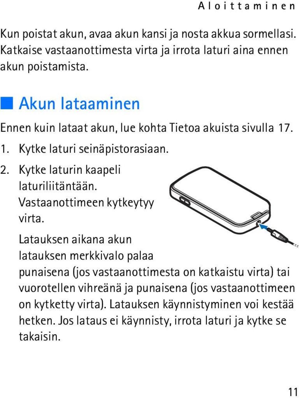 Vastaanottimeen kytkeytyy virta.