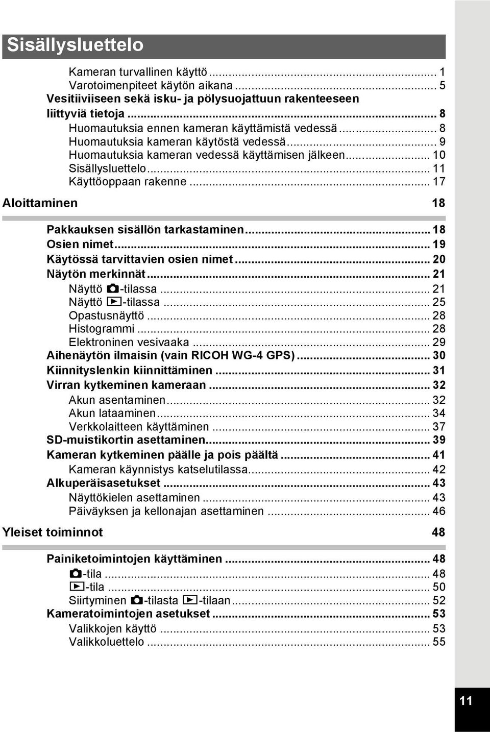 .. 17 Aloittaminen 18 Pakkauksen sisällön tarkastaminen... 18 Osien nimet... 19 Käytössä tarvittavien osien nimet... 20 Näytön merkinnät... 21 Näyttö A-tilassa... 21 Näyttö Q-tilassa.