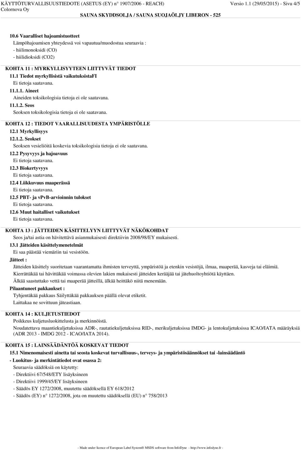 1 Tiedot myrkyllisistä vaikutuksistafi 11.1.1. Aineet Aineiden toksikologisia tietoja ei ole saatavana. 11.1.2. Seos Seoksen toksikologisia tietoja ei ole saatavana.