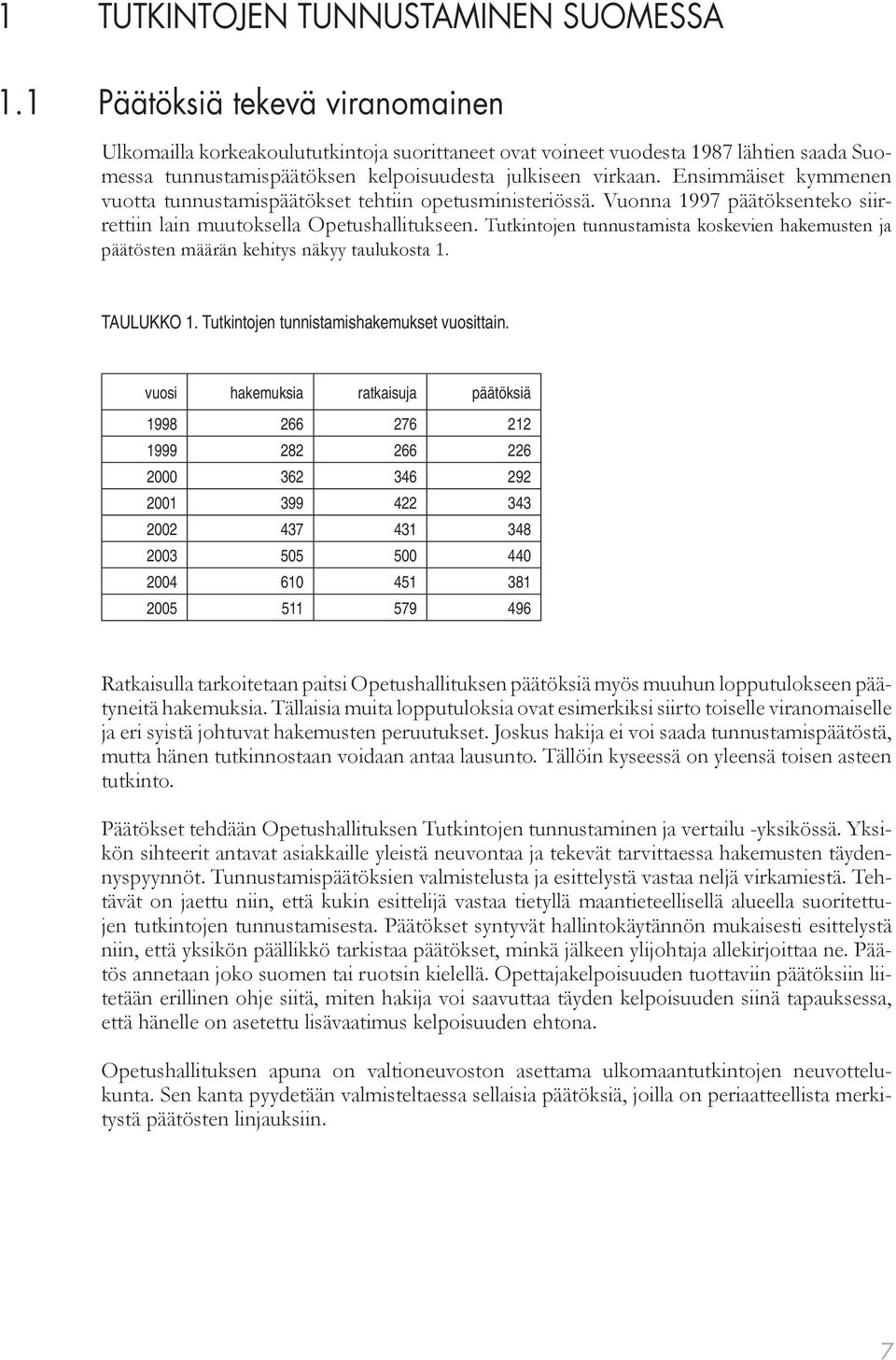 Ensim mäiset kymme nen vuotta tunnustamispäätökset tehtiin opetusministeriössä. Vuonna 1997 päätöksen teko siirrettiin lain muutoksella Opetushallitukseen.