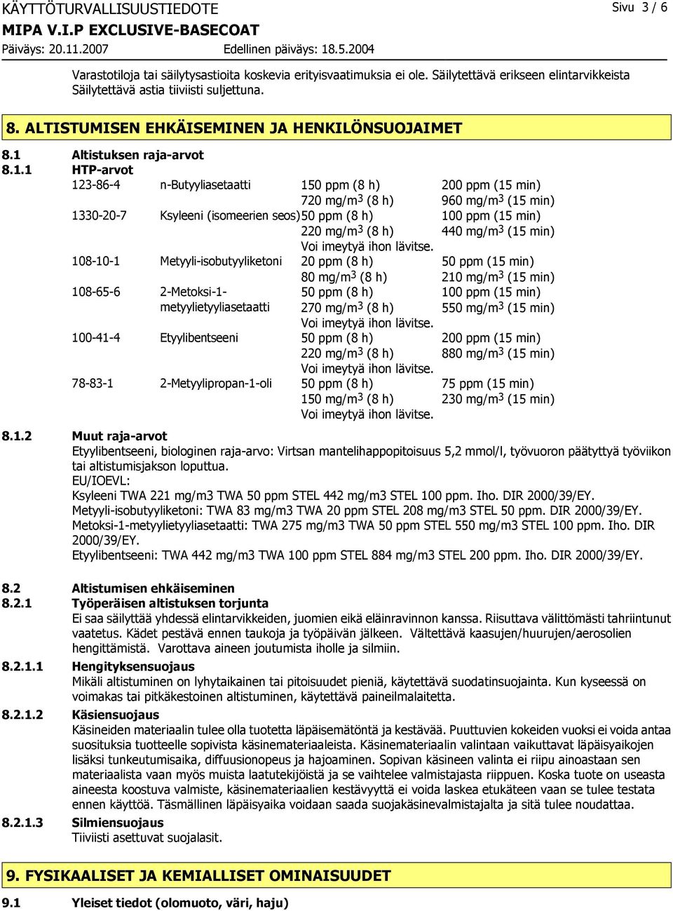 Altistuksen raja-arvot 8.1.