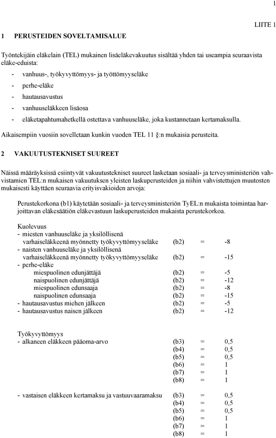 VKUUTUSTEKNISET SUUEET Näissä määräyksissä esiintyät akuutustekniset suureet lasketaan sosiaali- ja tereysministeriön ahistamien TEL:n mukaisen akuutuksen yleisten laskuperusteiden ja niihin