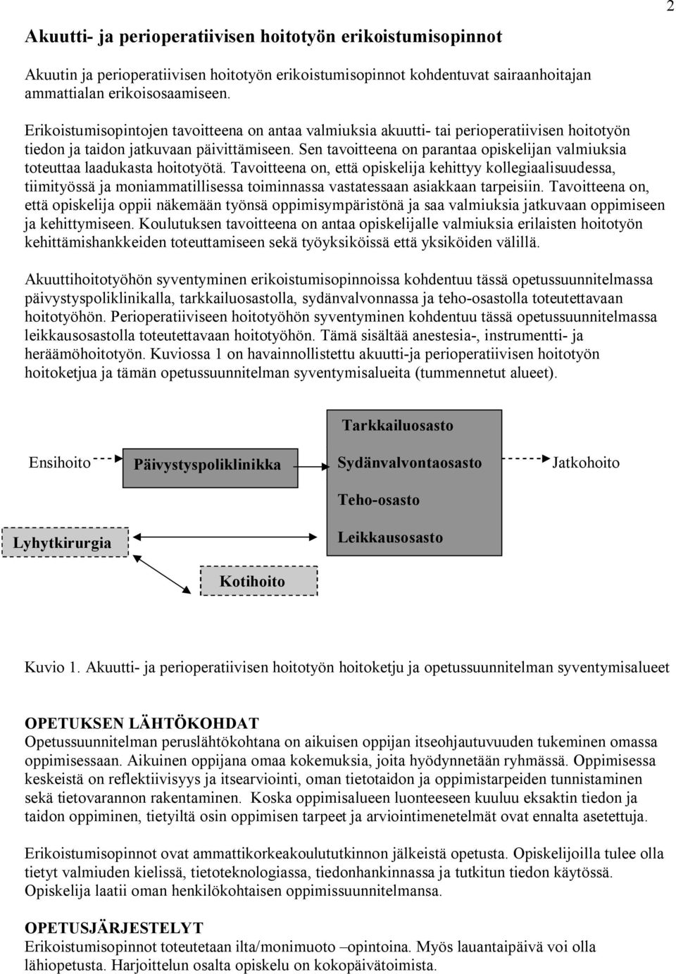 Sen tavoitteena on parantaa opiskelijan valmiuksia toteuttaa laadukasta hoitotyötä.