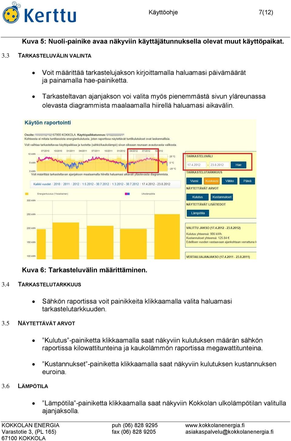 Tarkasteltavan ajanjakson voi valita myös pienemmästä sivun yläreunassa olevasta diagrammista maalaamalla hiirellä haluamasi aikavälin. Kuva 6: Tarkasteluvälin määrittäminen. 3.