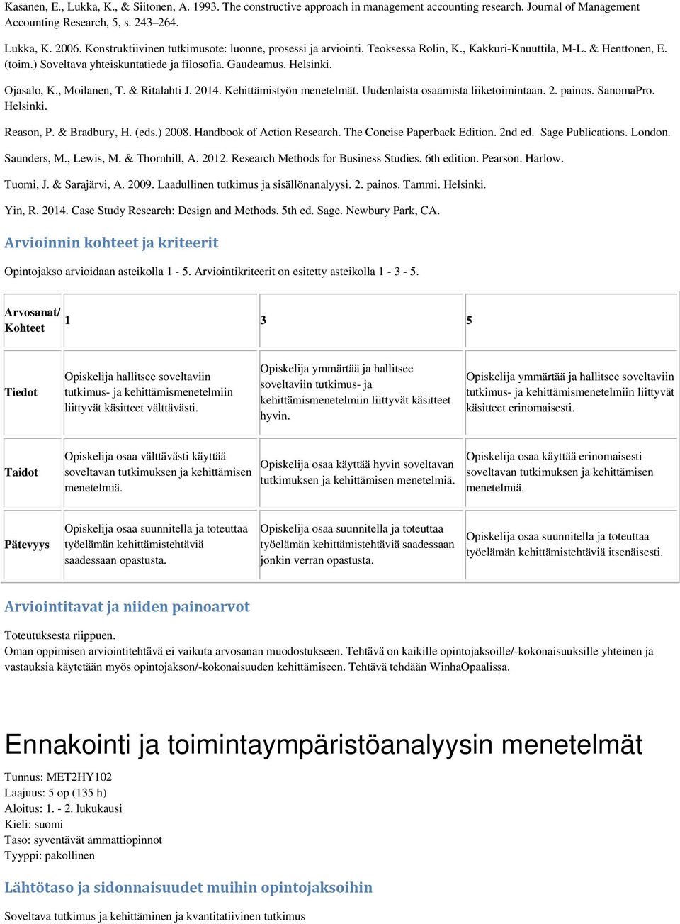 Ojasalo, K., Moilanen, T. & Ritalahti J. 2014. Kehittämistyön menetelmät. Uudenlaista osaamista liiketoimintaan. 2. painos. SanomaPro. Helsinki. Reason, P. & Bradbury, H. (eds.) 2008.