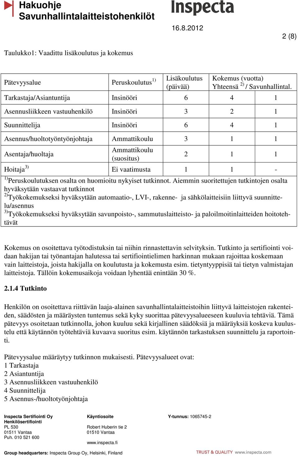 (suositus) 2 1 1 Hoitaja 3) Ei vaatimusta 1 1-1) Peruskoulutuksen osalta on huomioitu nykyiset tutkinnot.