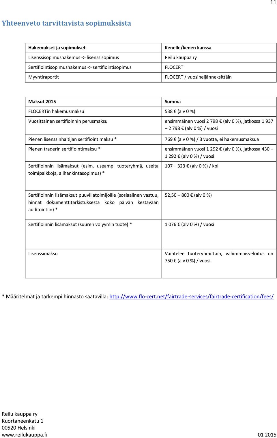 / vuosi Pienen lisenssinhaltijan sertifiointimaksu * 769 (alv 0 %) / 3 vuotta, ei hakemusmaksua Pienen traderin sertifiointimaksu * ensimmäinen vuosi 1 292 (alv 0 %), jatkossa 430 1 292 (alv 0 %) /