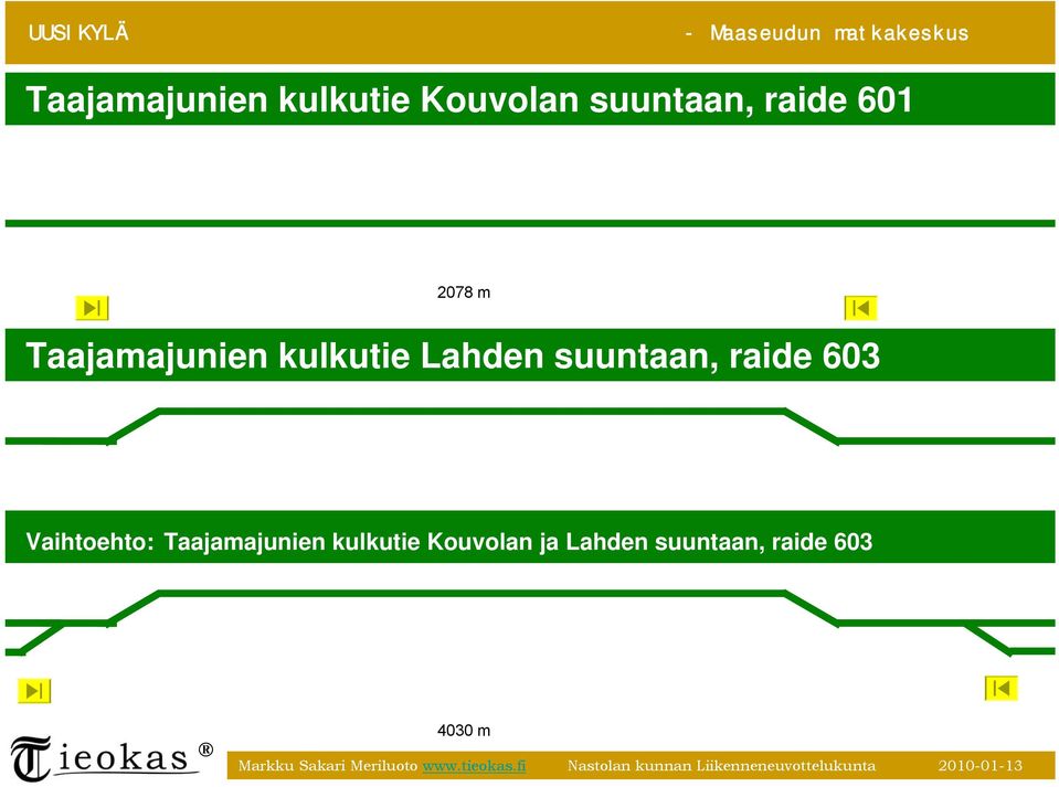 raide 603 Vaihtoehto: Taajamajunien kulkutie Kouvolan ja Lahden suuntaan, raide 603 4030