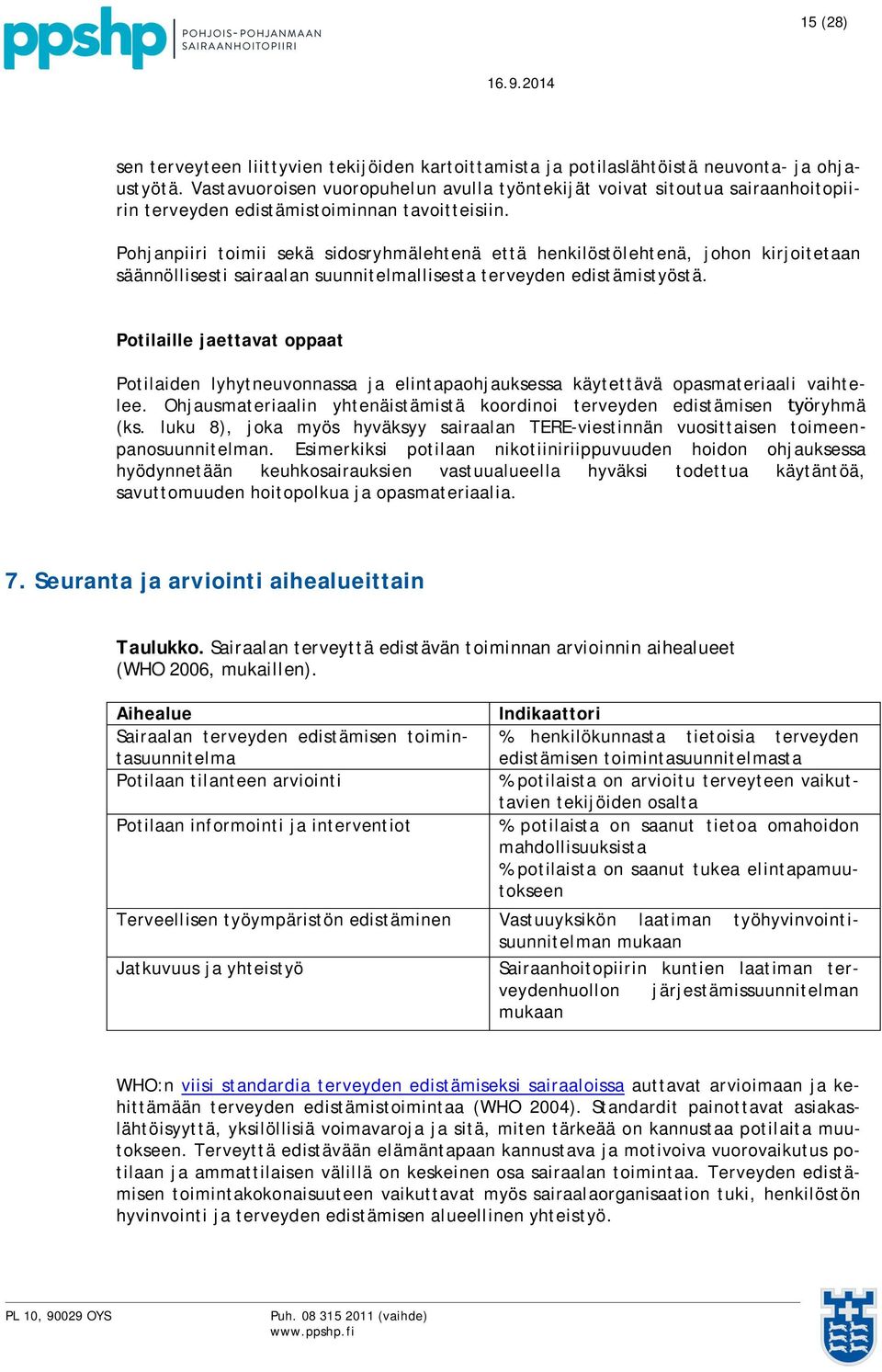 Pohjanpiiri toimii sekä sidosryhmälehtenä että henkilöstölehtenä, johon kirjoitetaan säännöllisesti sairaalan suunnitelmallisesta terveyden edistämistyöstä.