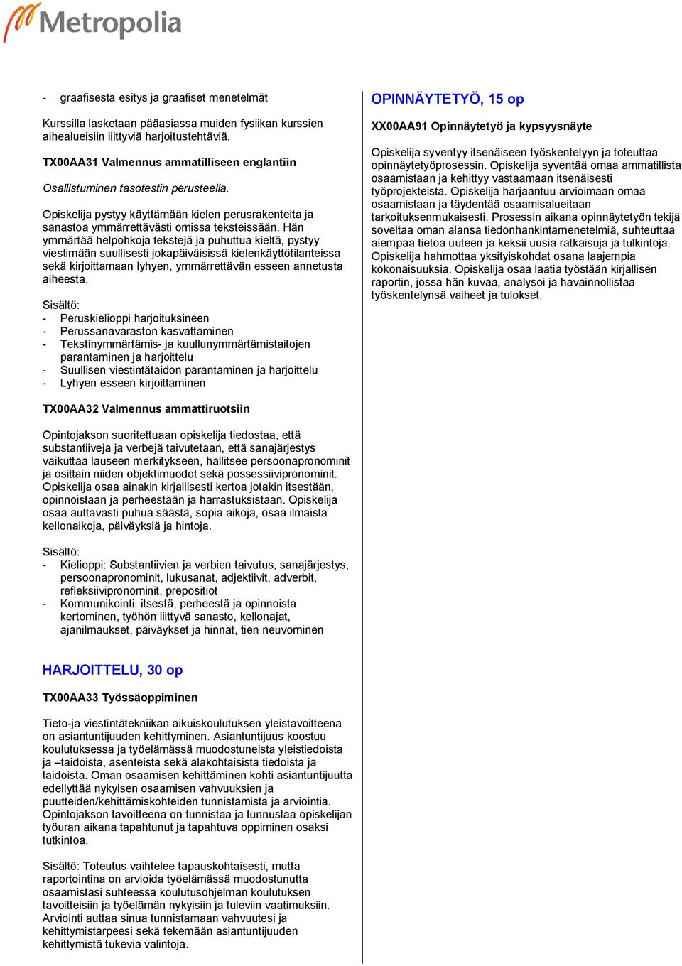 Hän ymmärtää helpohkoja tekstejä ja puhuttua kieltä, pystyy viestimään suullisesti jokapäiväisissä kielenkäyttötilanteissa sekä kirjoittamaan lyhyen, ymmärrettävän esseen annetusta aiheesta.