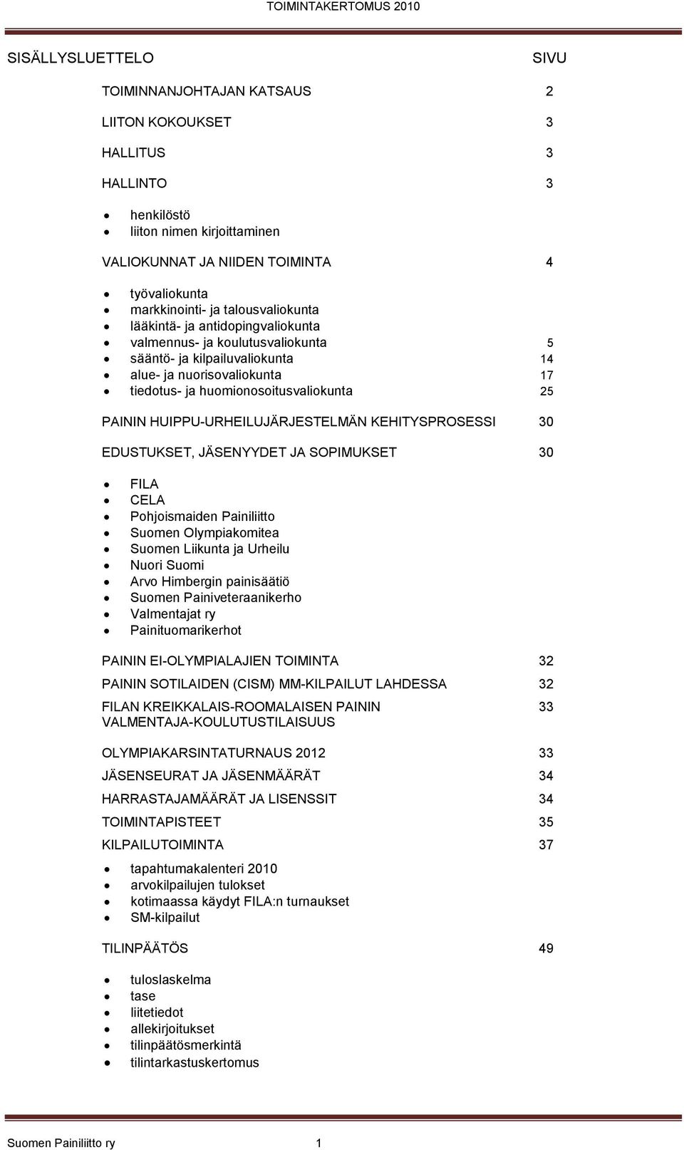 HUIPPU-URHEILUJÄRJESTELMÄN KEHITYSPROSESSI 30 EDUSTUKSET, JÄSENYYDET JA SOPIMUKSET 30 FILA CELA Pohjoismaiden Painiliitto Suomen Olympiakomitea Suomen Liikunta ja Urheilu Nuori Suomi Arvo Himbergin