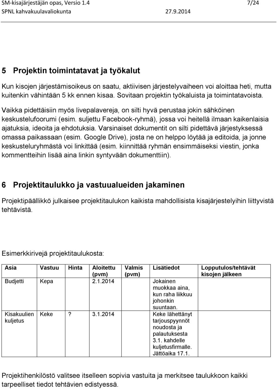 Sovitaan projektin työkaluista ja toimintatavoista. Vaikka pidettäisiin myös livepalavereja, on silti hyvä perustaa jokin sähköinen keskustelufoorumi (esim.