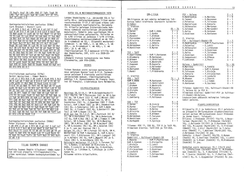 18 Dbl Re4 19 Tel Rae5 20 Rf5 g6 21 Rh4 e5 22 Lf2 T58 23 h3 Ra5 24 Te3 Df6 25 De2 Ree4 26 Teel Ra3 27 Del Rb5 28 Lfl Re7 29 Lxa6 Rxa6 30 Le3 Da8 31 LgS f6 32 Le3 Da7 33 Kh2 Re7 34 Lf2 Re4 35 De2 Te7