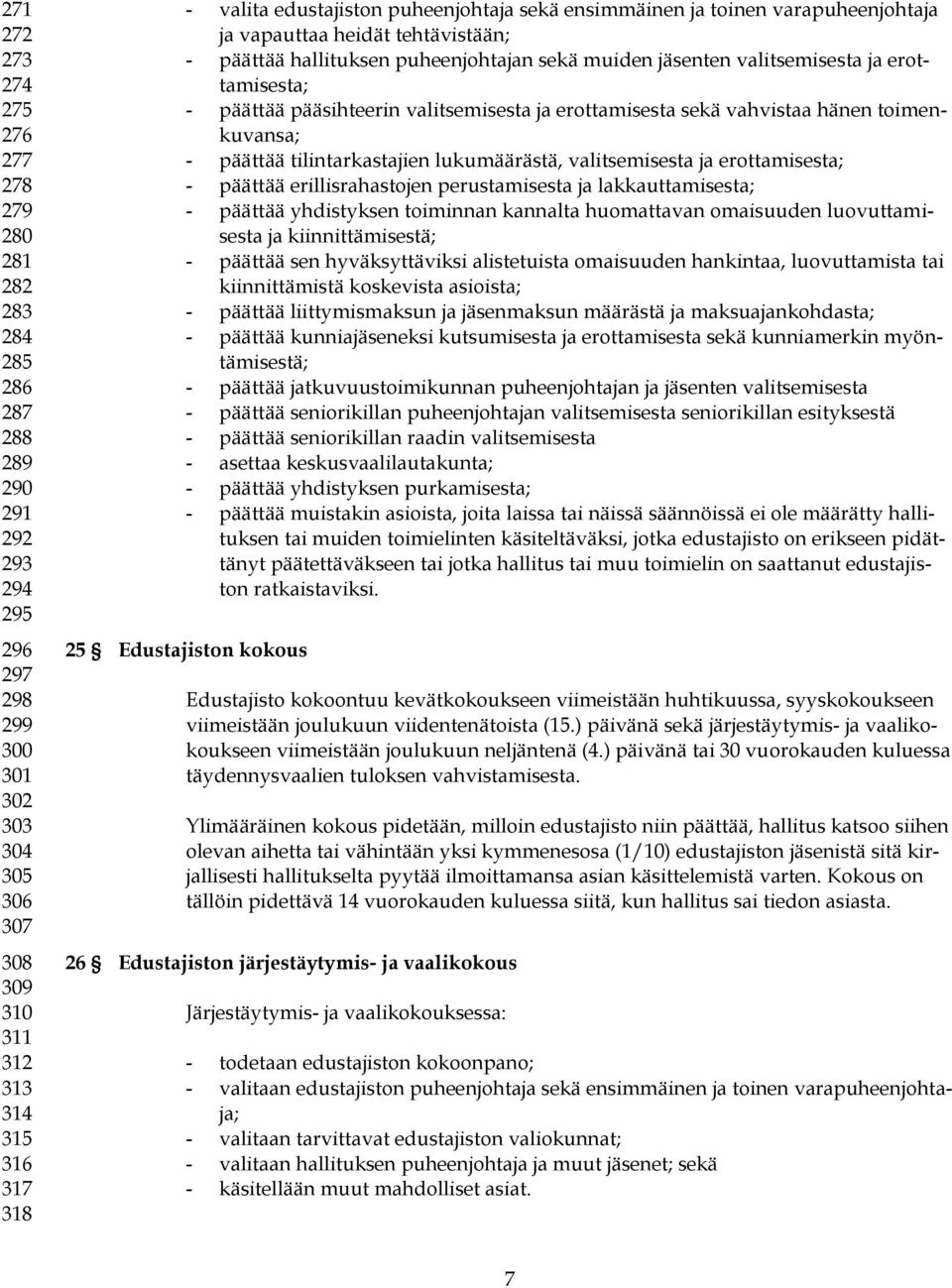 erottamisesta; - päättää pääsihteerin valitsemisesta ja erottamisesta sekä vahvistaa hänen toimenkuvansa; - päättää tilintarkastajien lukumäärästä, valitsemisesta ja erottamisesta; - päättää