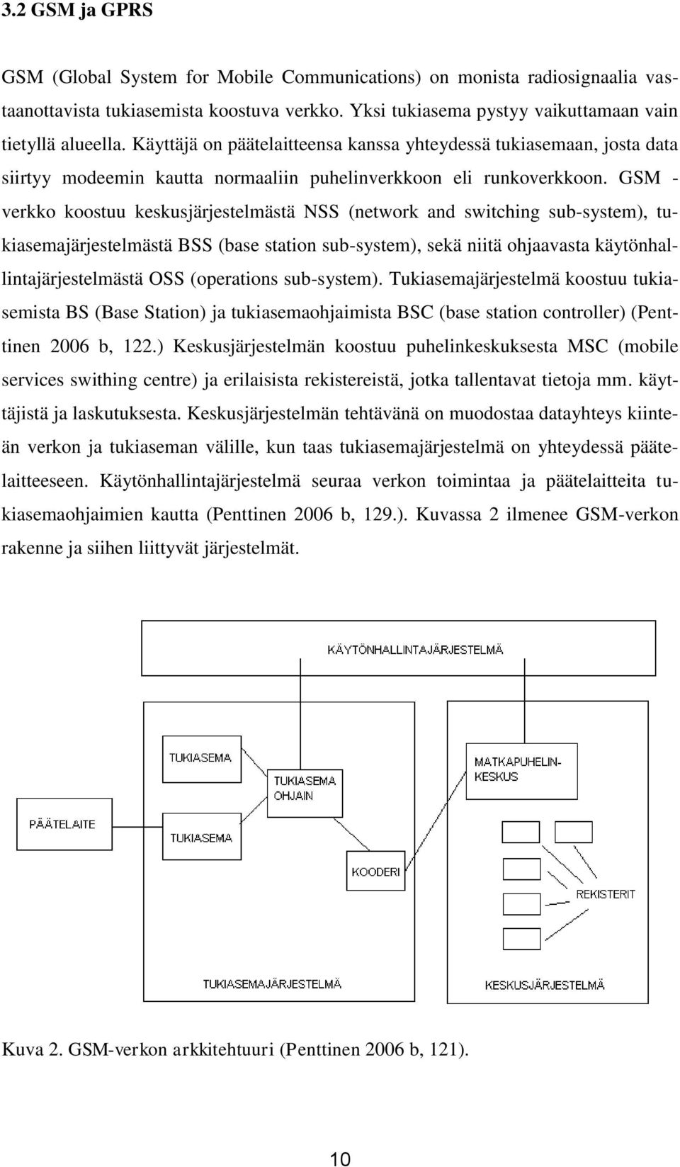GSM - verkko koostuu keskusjärjestelmästä NSS (network and switching sub-system), tukiasemajärjestelmästä BSS (base station sub-system), sekä niitä ohjaavasta käytönhallintajärjestelmästä OSS